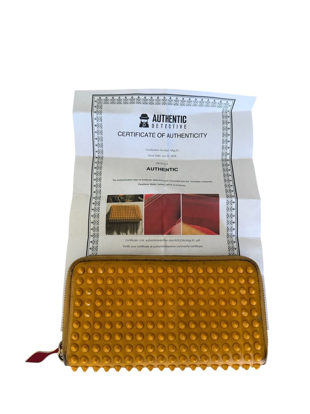 Christian Louboutin- AUTHENTIC 🍀 RARE Yellow Continental Zip Wallet w/ COA
